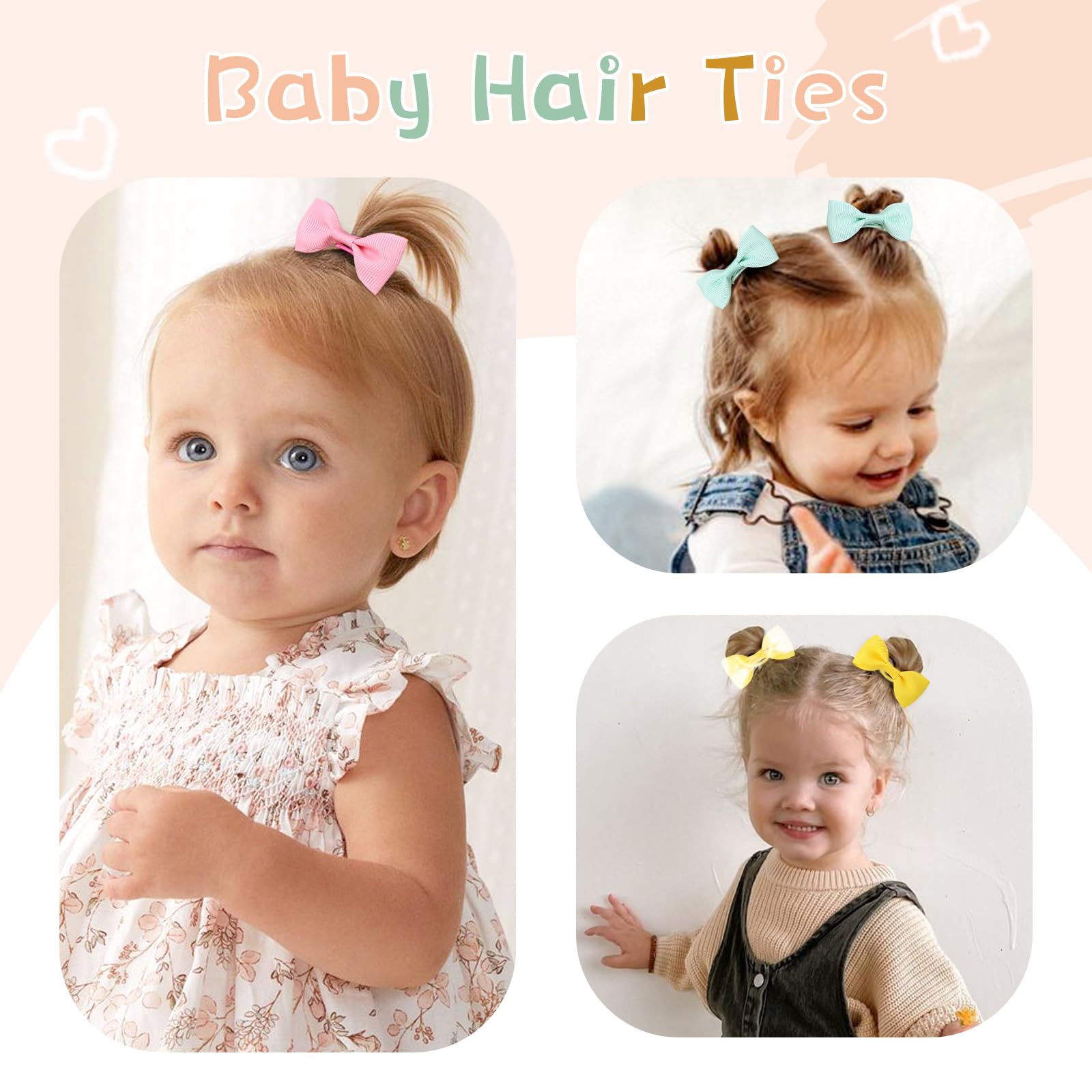 vobobe 40PCS 2 Inches Baby Hair Ties, Toddler Hair Ties with Bows - Image 4