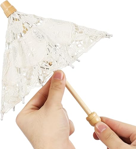 Toyvian Mini sombrilla de encaje blanco para boda, paraguas de novia  Paraguas chino decorativo bordado para accesorios de fotografía, disfraces,