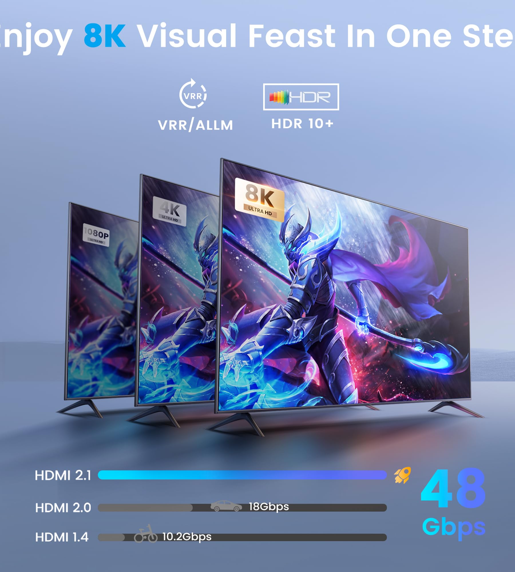 HDMI Audio Extractor 8K @60Hz, Splitter HDMI 1 In 2 Out con Audio Out