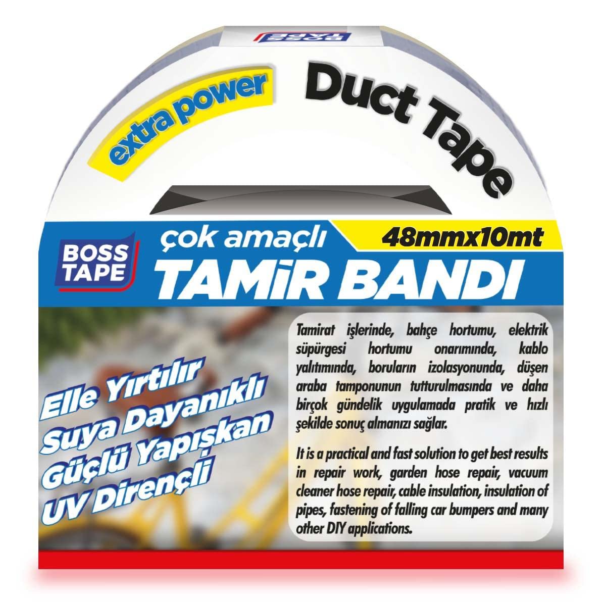 Boss Tape Kanal Tamir Bandi, 10 Metre Uzunluk x 48 mm Kalinlik, Gri