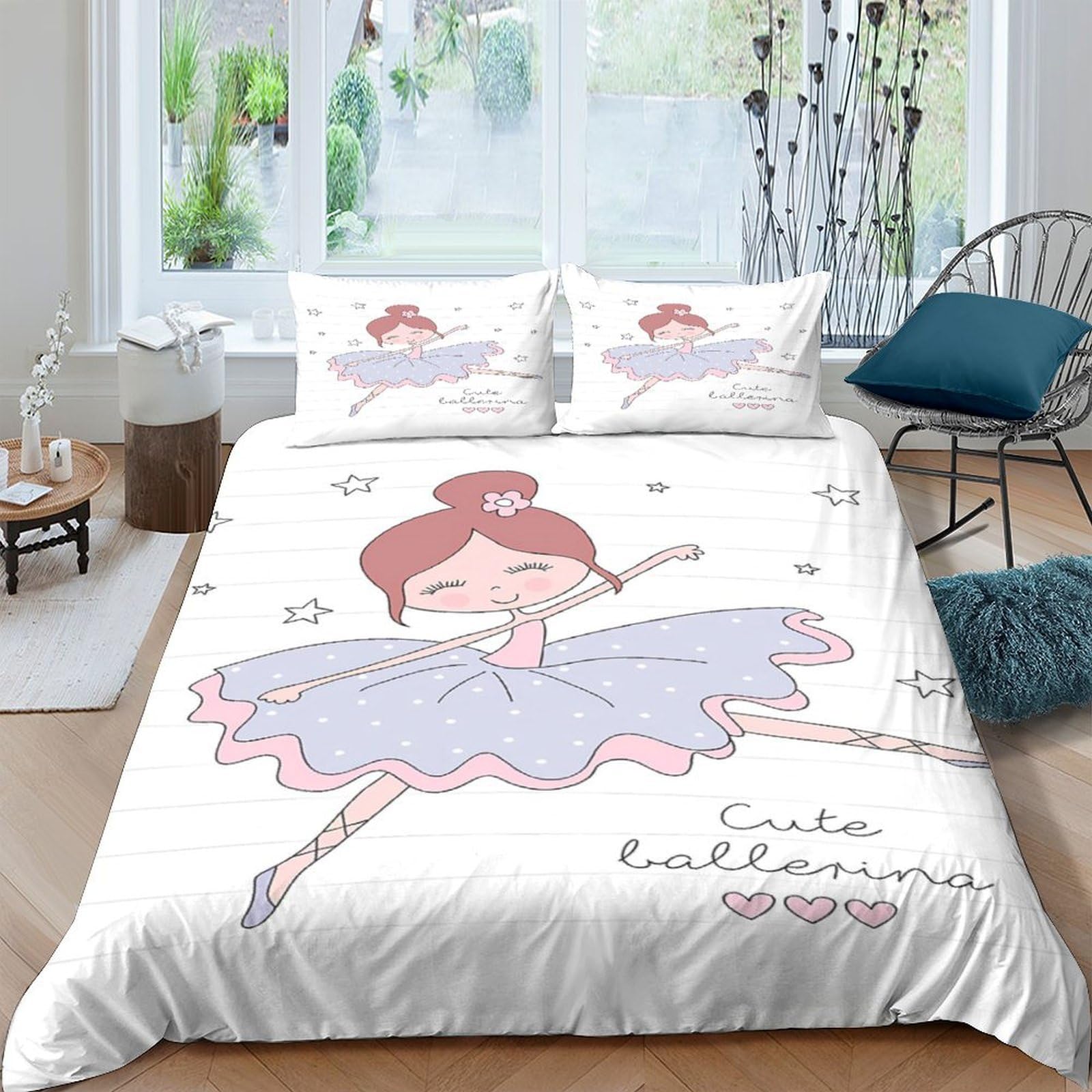 Ctjqhvkz Girls Style-2 3D Printed Ballerina White Fitted Sheet Microfiber Soft Pink Cartoon Bed Cover For Bedroom Dorm Mattress Protection Decor Single（135X200cm）