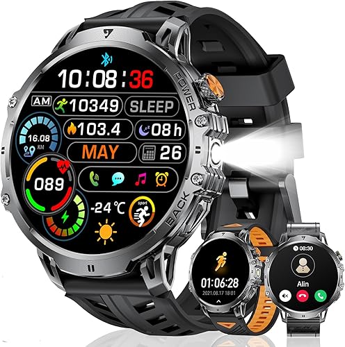 Reloj inteligente militar para hombre (respuestahacer llamadas), batería de 1000 mAh, pantalla HD de 1.85 pulgadas, rastreador de actividad física