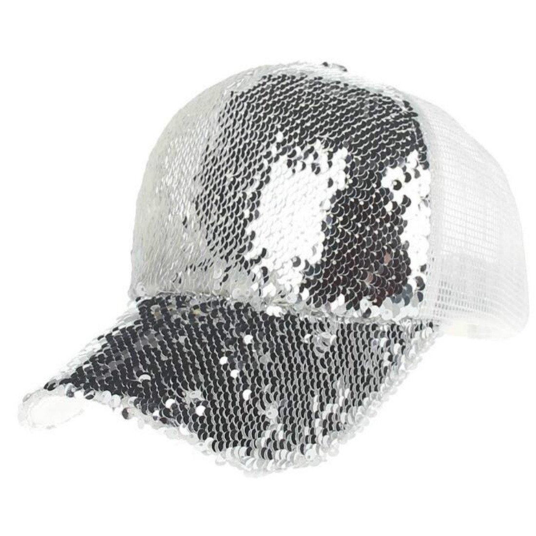 Women's Magic Sequin Adjustable Baseball Cap Blingbling Mesh Summer Snapback Caps