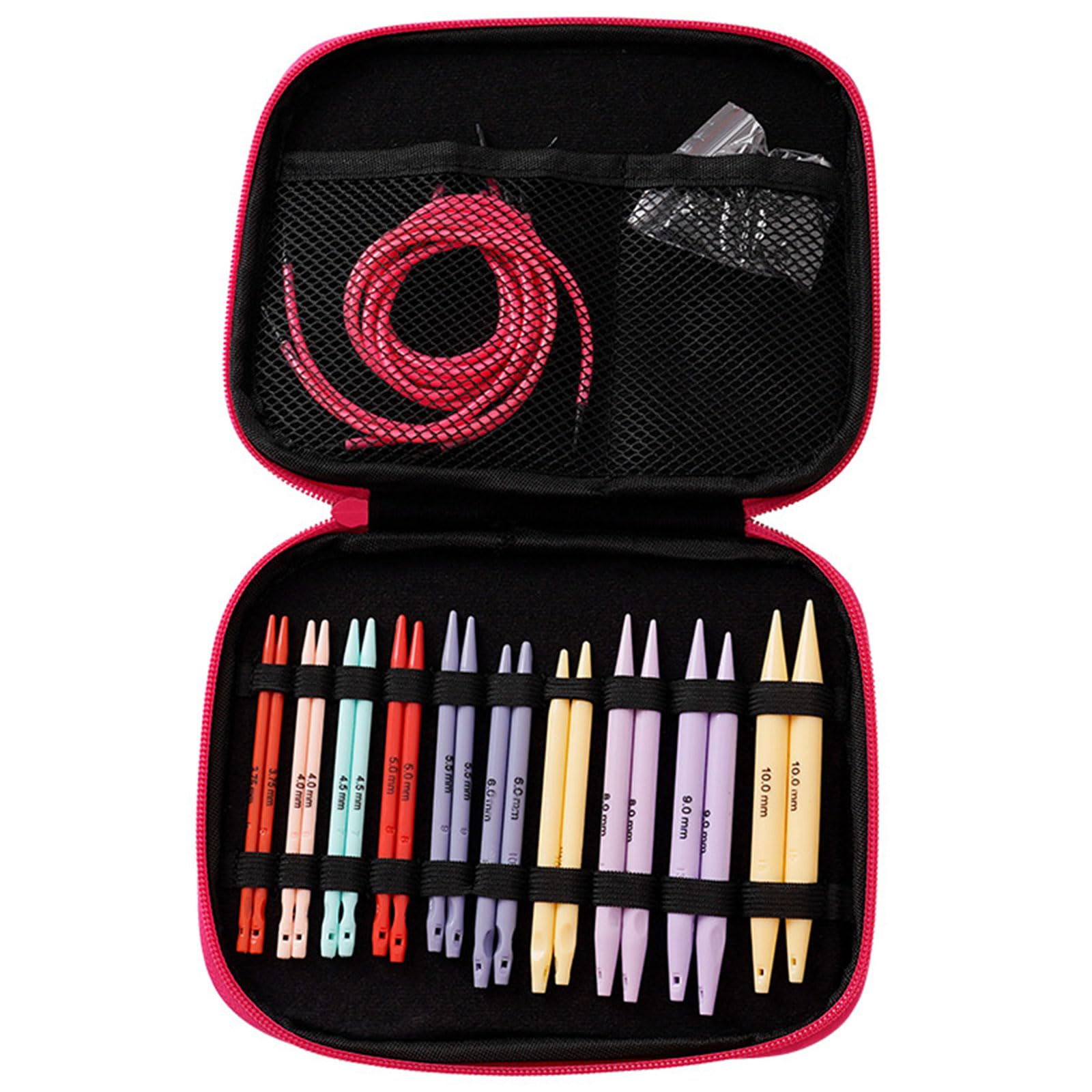 10Pairs Interchangeable Circular Knitting Needle Set with Zippered Case, 3.75mm-10mm Colorful Circular
