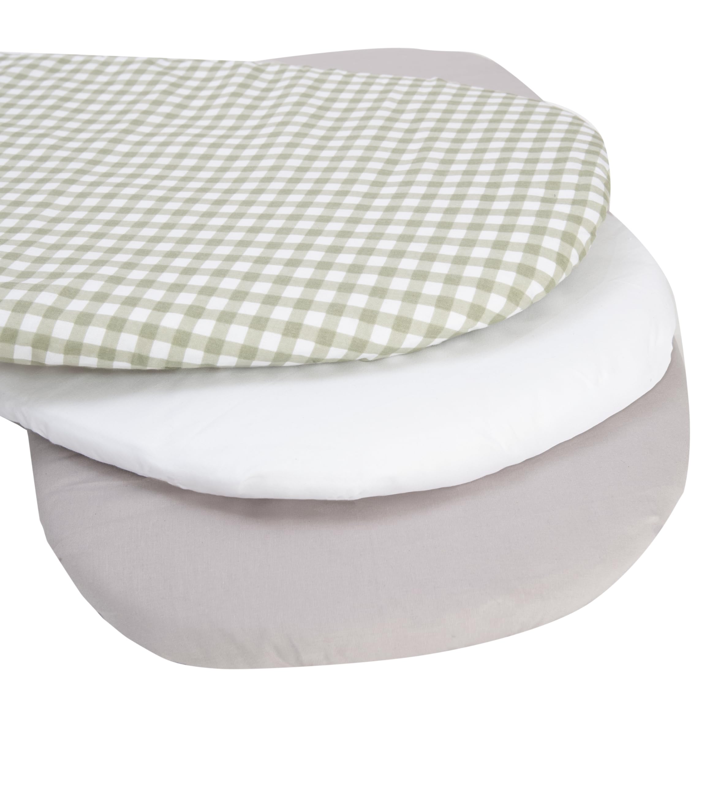 Medi Partners Set of 3 pcs. Fitted Sheet Pram 86 x 40 cm 100% Cotton Mattress Protector Baby, Checkerd-white-grey, Three pack - Image 2