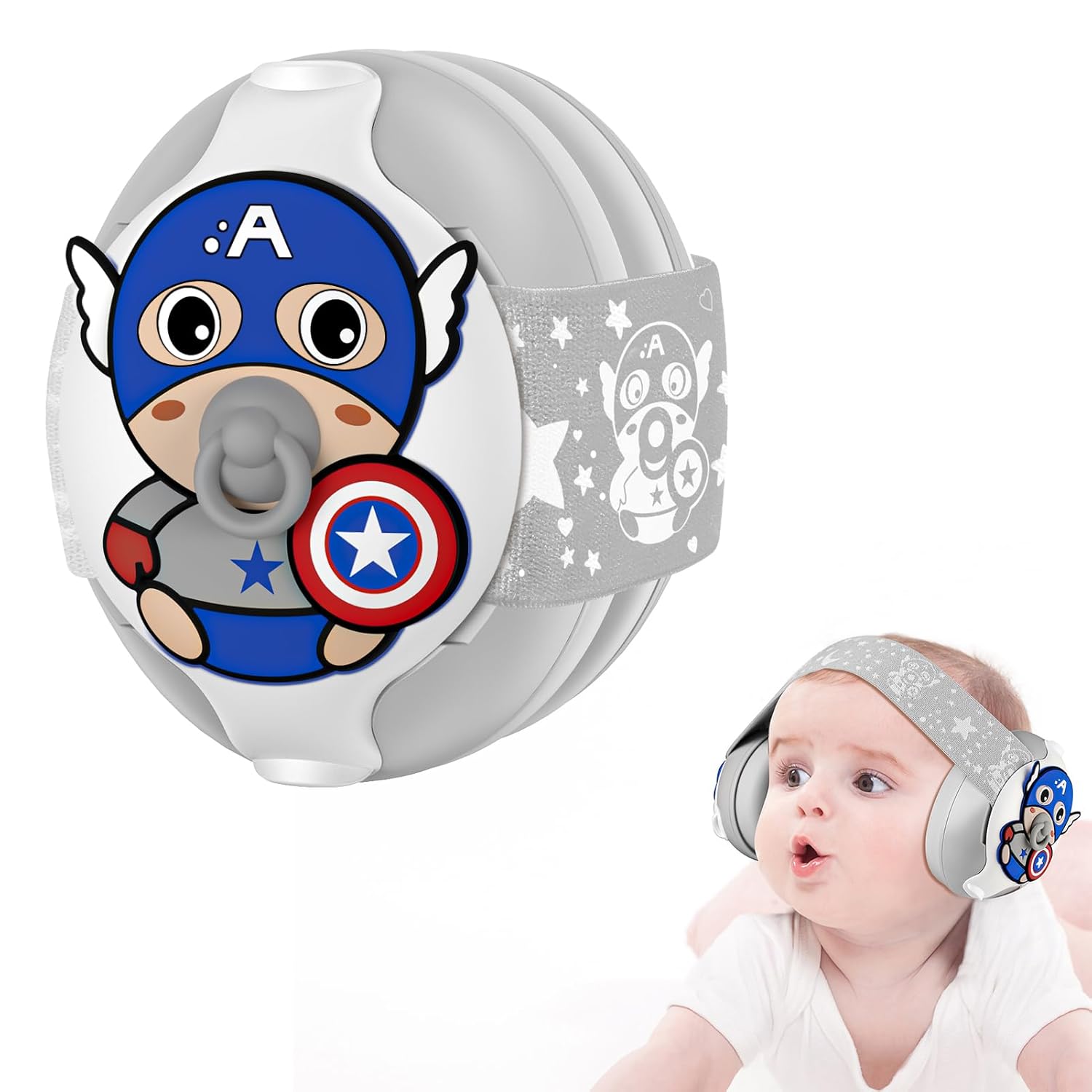Baby Ear Protection - Noise Cancelling Headphones for Infants 0-36 Months, Travel Essentials With Carrying Bag, Earmuffs - Ideal Gifts for Baby Shower & Christmas Grey Small ( Total pack of 4)