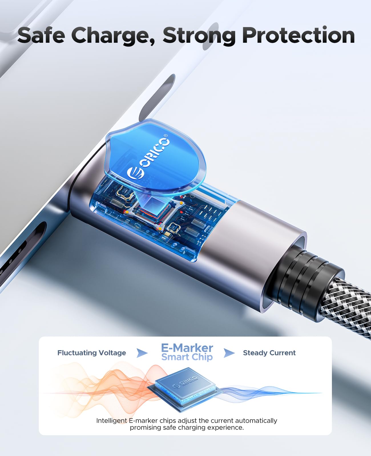 ORICO Cavo da USB C a USB C con display a LED, PD100 W, 2 pezzi di ricarica USB C da 10 m, ricarica rapida, in nylon intrecciato di tipo C, compatibile con iPhone 15/Pro/Plus/Pro Max, MacBook, iPad