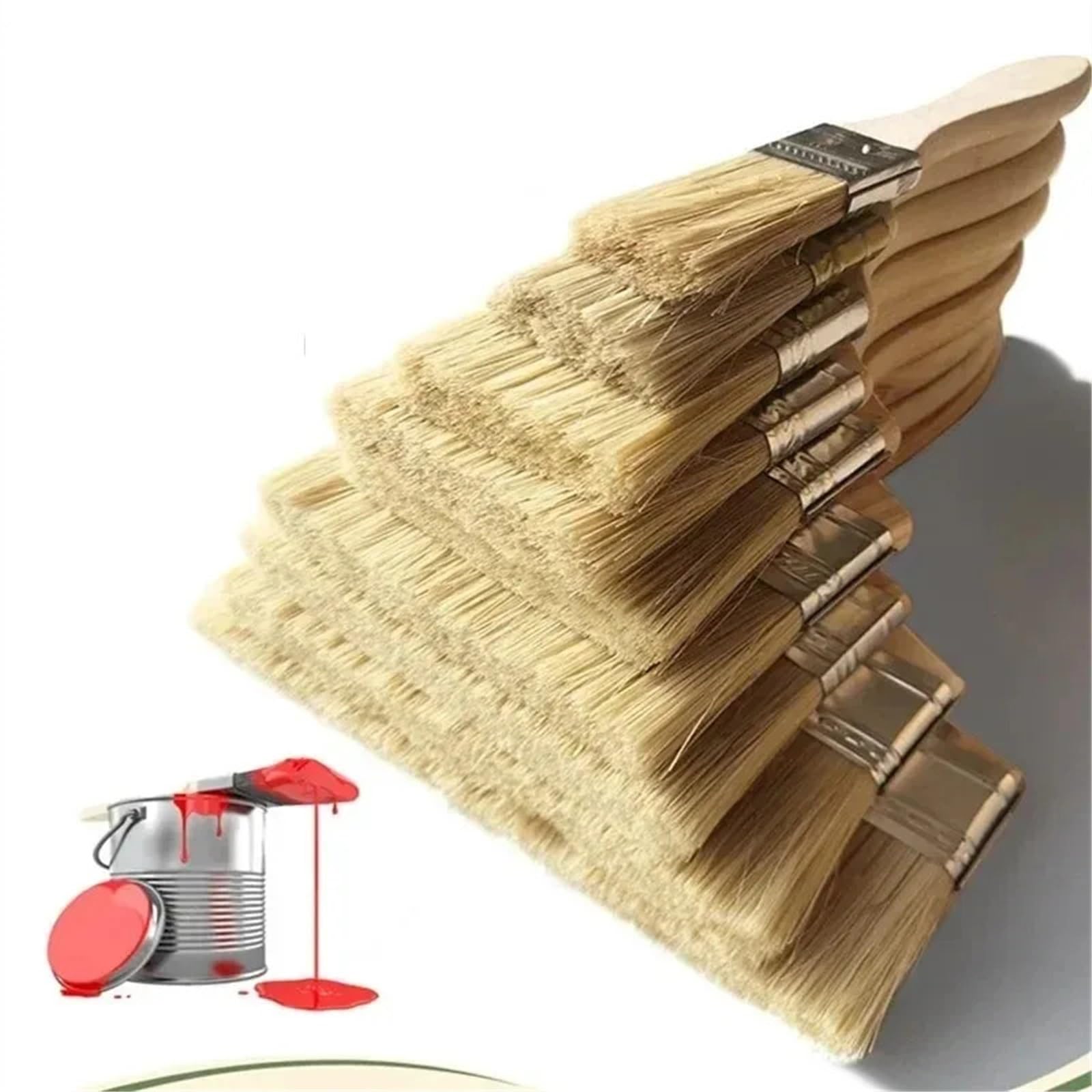 Juego de 10 Pinceles Madera con cerdas Suaves for Pintar Paredes y Muebles para Pintar(Size3)