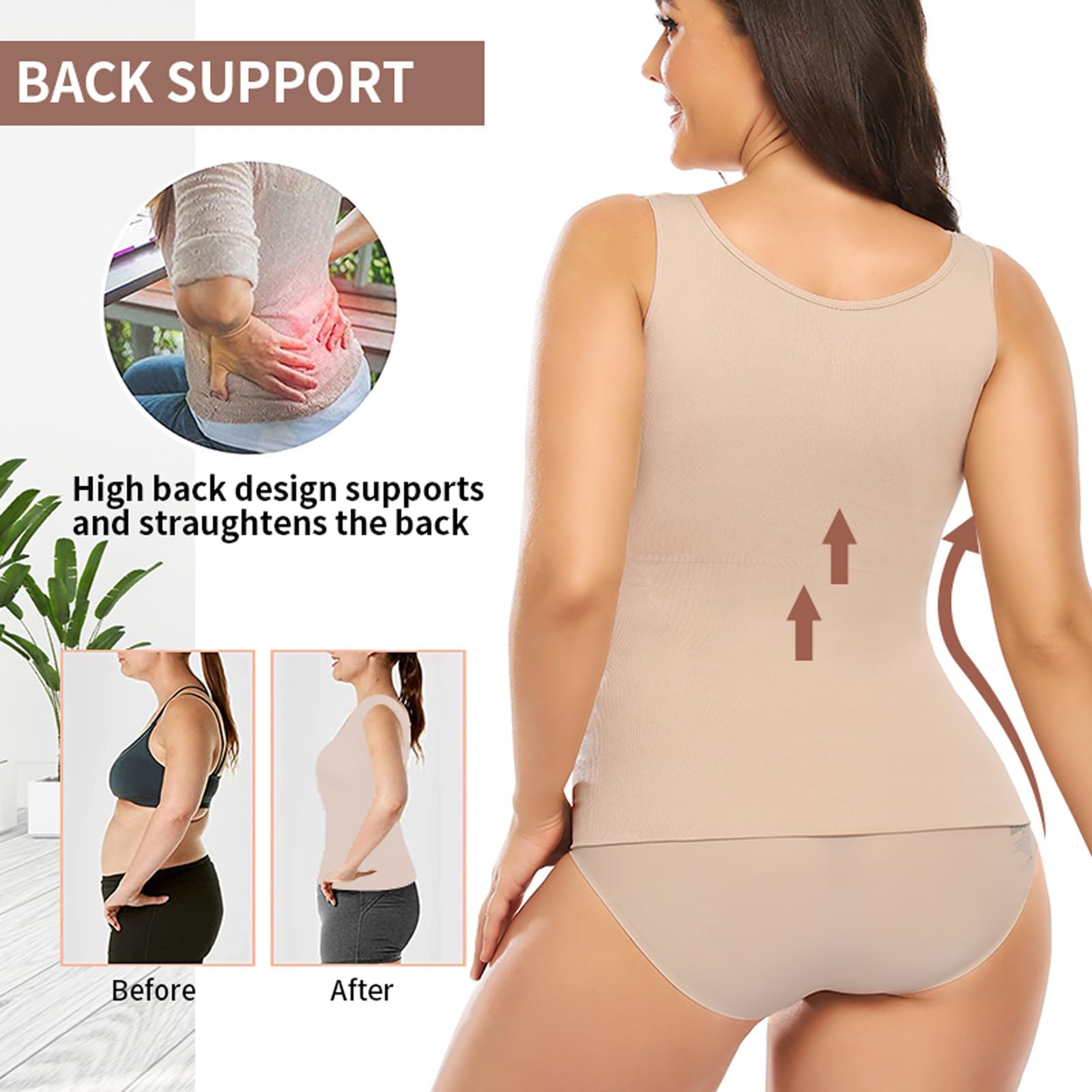 Canotte Canotta con Reggiseno Imbottito Incorporato, Canottiera Senza Maniche Shapewear da Donna Comfort Tummy Firm Control Shaper