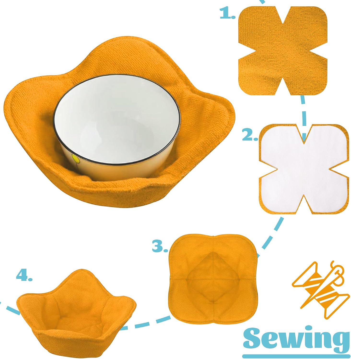 Bowl Cozy Pre Cut Batting, Microwavable Quilter Batting, Cozy Pattern Template for Sewing DIY, Soft Fabrics with Excellent Thermal Insulation, 10 x 10 Inch, 10 Pcs