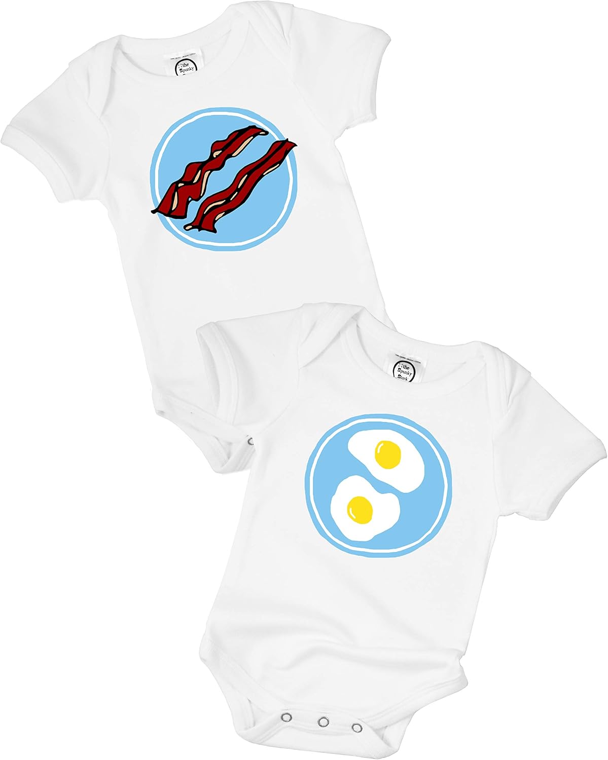 The Spunky Stork Baby Girl & Boy Funny Newborn Twin Organic Bodysuit Gift Outfit