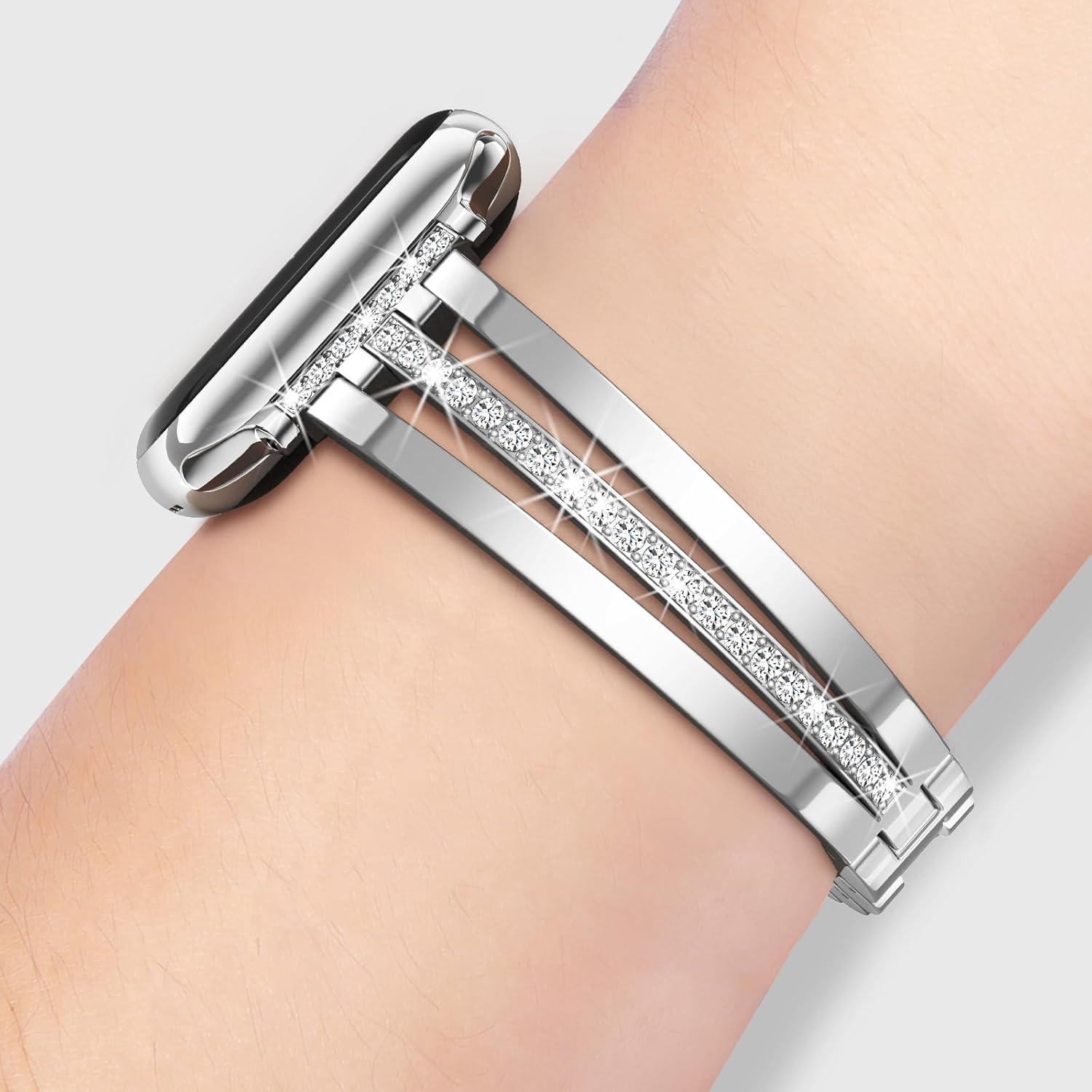 KOREDA Slim Gold Band Compatible for Apple Watch Band 38mm 40mm 41mm 42mm 44mm 45mm 46mm 49mm Series 11 10 9 8 7 SE Ultra Women, Thin Metal Dressy Jewelry Bracelet with Bling Diamond for iWatch Series 6/5/4/3/2/1 - Image 6