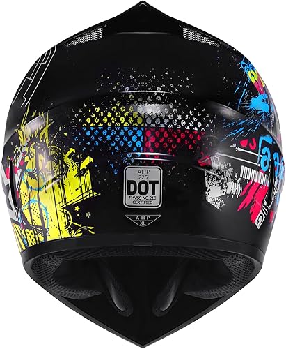 Miniatura 9 de Casco de motocross, casco de cara completa para motocicleta todoterreno con guantes unisex para adultos, aprobado por DOT  FMVSS 218 (negro, S)