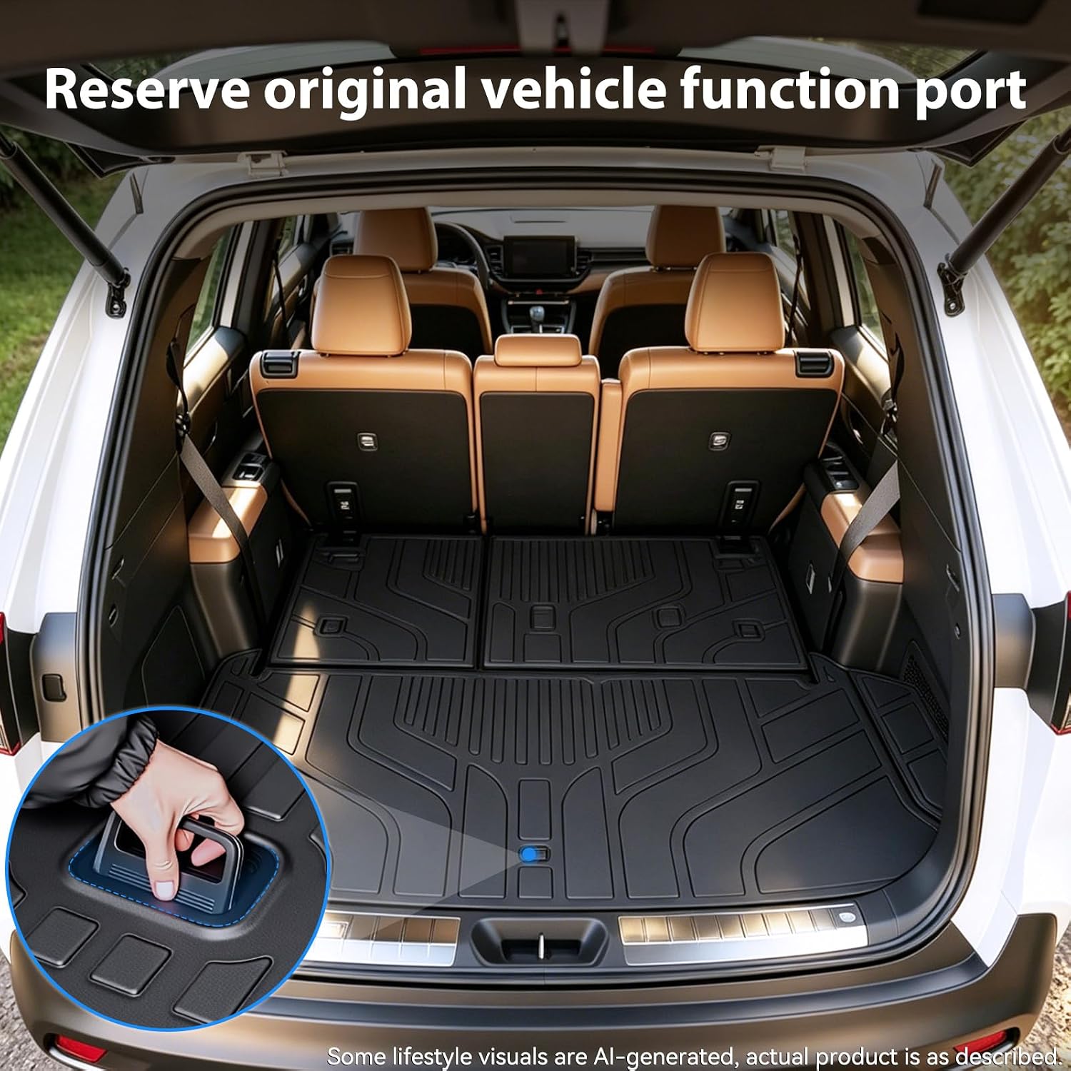PWY Cargo Mat with Backrest Mat 2-in-1 for 2024 2025 2026 Toyota Grand Highlander Car Mat Accessories, TPE All Weather Cargo Liner Trunk Mat(Grand Highlander-2 in 1 Trunk Mat)