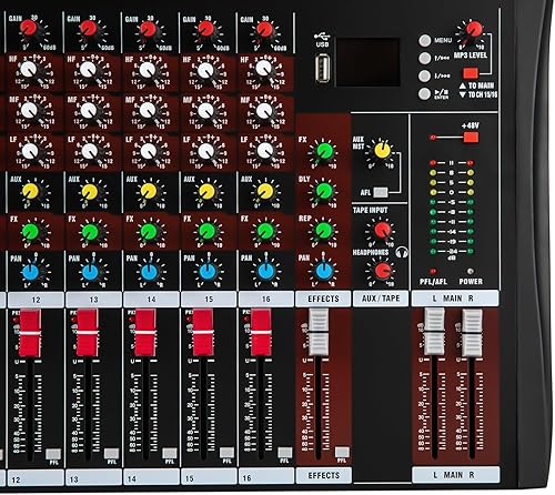 Miniatura 4 de Mezclador de audio profesional de 16 canales con mezclador de audio USB Bluetooth para juegos en vivo, grabación de juegos