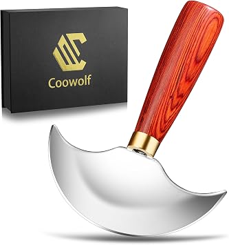 Coowolf Leather Knife with Wooden Handle, Leather Working Tools for Cutting Skiving and Trimming