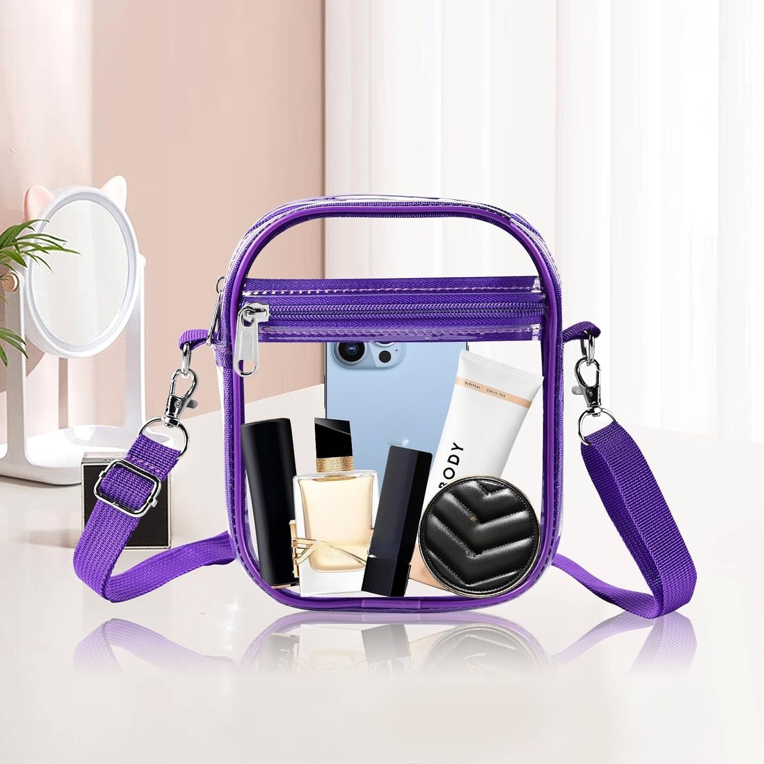 Fibrdoo Clear Crossbody Purse Bag, Clear Bag Stadium Approved with Front Pocket for Concerts Sports Festivals - Image 2