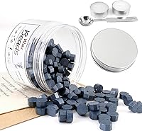 Vista 1 de Yoption - Cuentas de cera de sellado Darkishblue, 210 cuentas octágonas con velas y cuchara de fusión para tarjetas de felicitación de boda, regalo