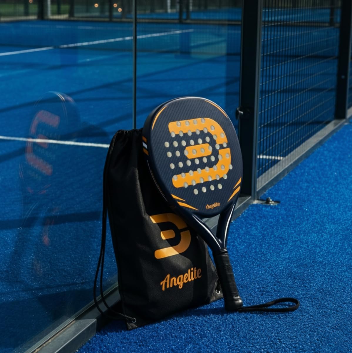 Pala de pádel Angelite AG1 con 2 años de garantía | Marco Ligero y Resistente de Fibra de Carbono de 360 g, Superficie de Fibra de Vidrio y Espuma EVA FlexCore para un Control máximo