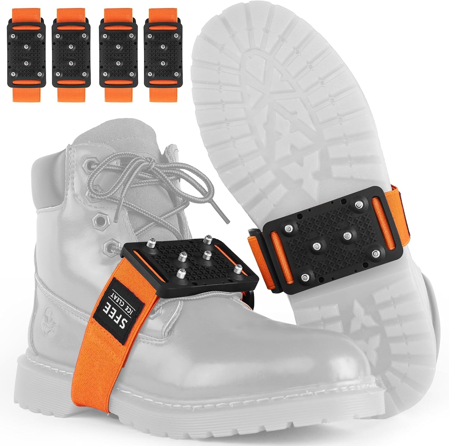 Sfee Ice Cleats Crampons, Easily Rotate Ice Grippers Ice Cleats for Shoes and Boots with Tungsten Studs Shoe Spikes
