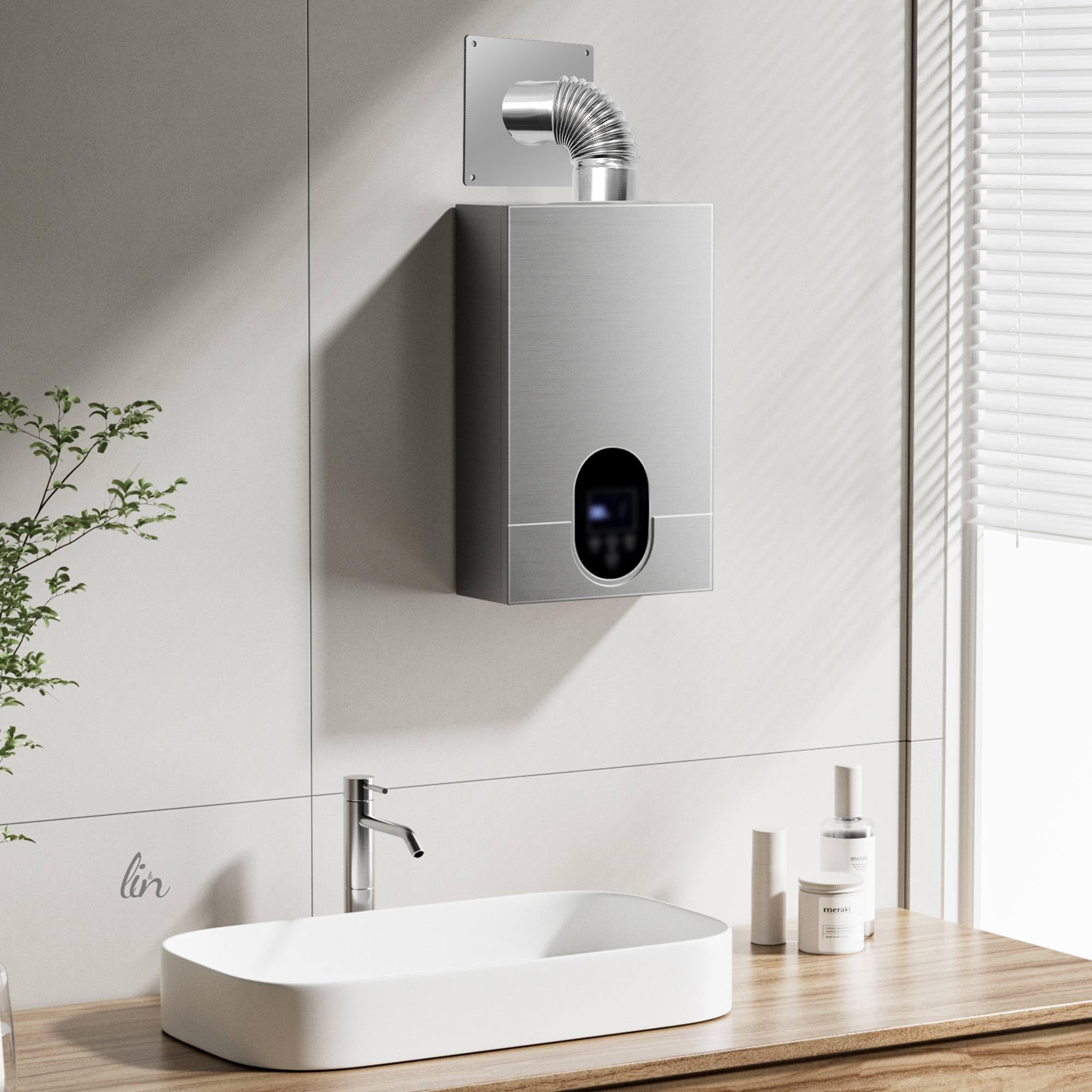 Dedal de pared de ventilación directa de acero inoxidable de 3.15 pulgadas de grosor para calentador de agua a gas interior, longitud extensible de 3.94 a 7.48 pulgadas