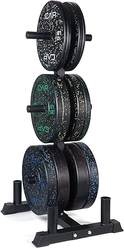 Miniatura 28 de CAP Barbell - Juego de discos olímpicos de goma de 2 pulgadas con soporte de 6 postes, 100-370 libras, múltiples opciones