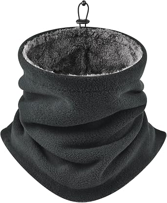 PALAME Neck Warmer, Mens, Winter, 360  Extreme Warmth, Fluffy, Heat Retention Fleece, Soft Texture, Neck Guard, Cold Protection, Windproof, Warm, Soft, Boa Lining, Thick, Stretchable, Plain