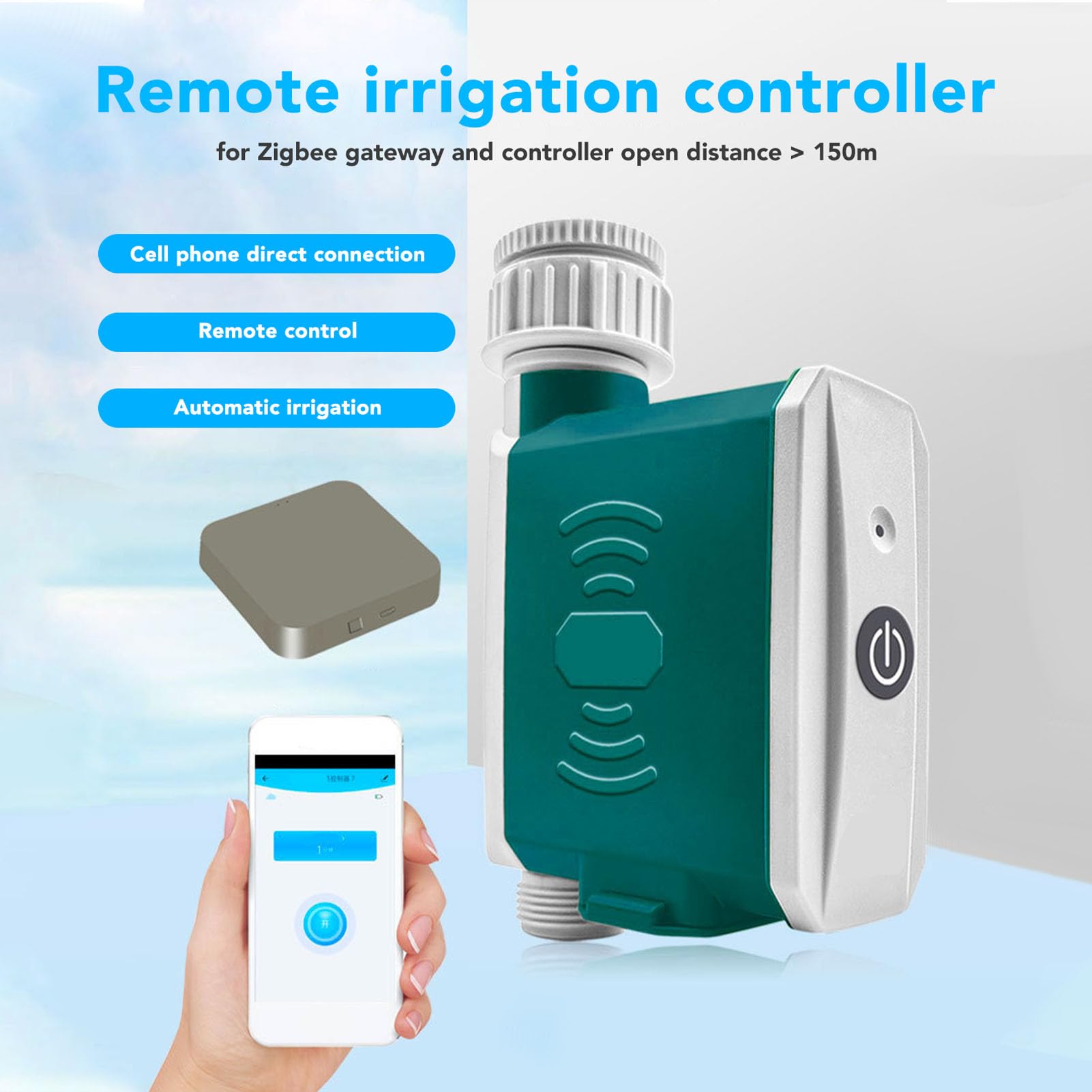 Smart Irrigatore Timer WiFi Bluetooth Gateway Telecomando Programmabile Automatico Irrigazione Timer per Giardino Cortile Prato Uso Esterno Materiale ABS 15x9,5 cm