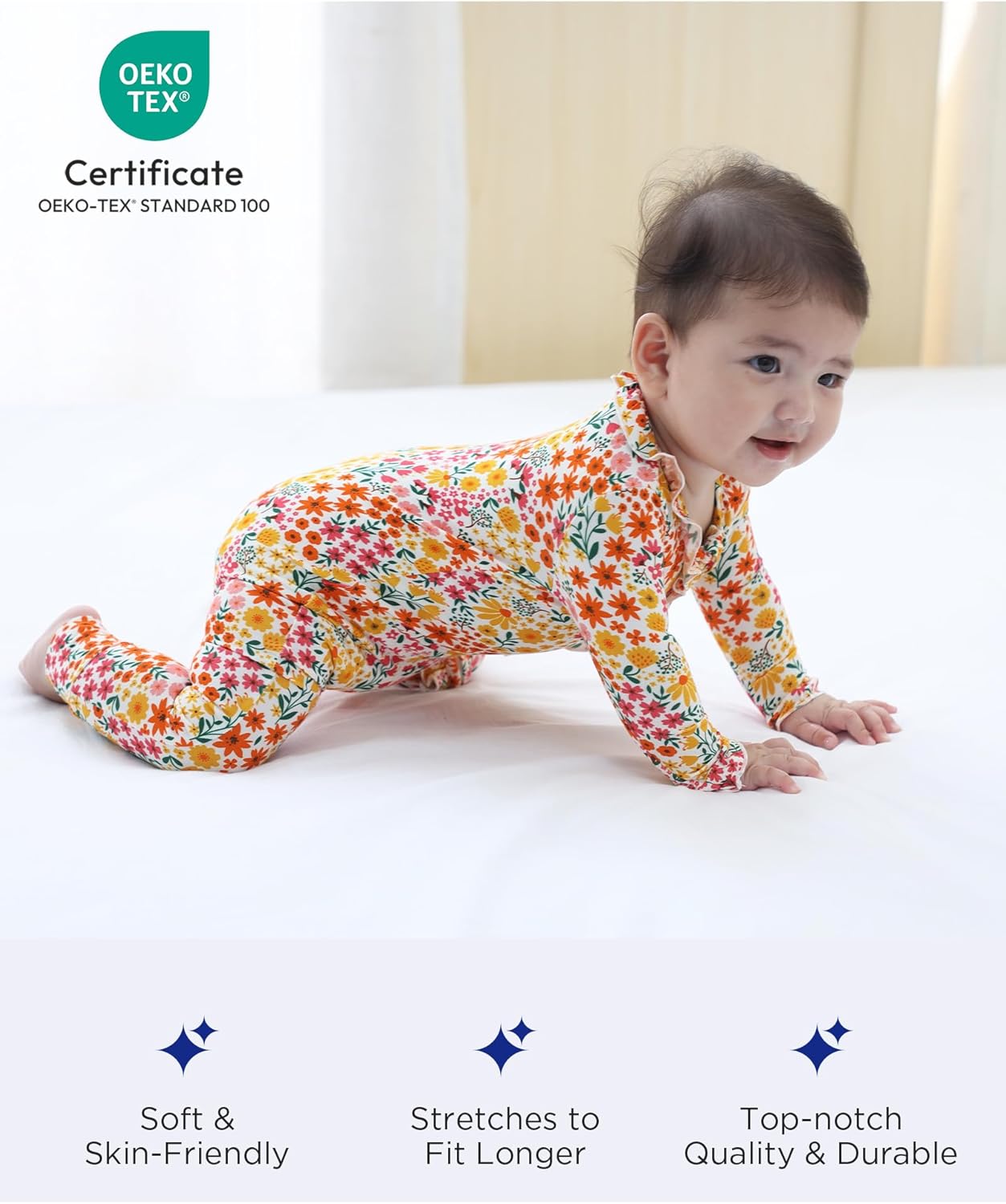 Bamboo Viscose Baby Girl Romper Long Sleeve Zipper Footless Baby Jumpsuit