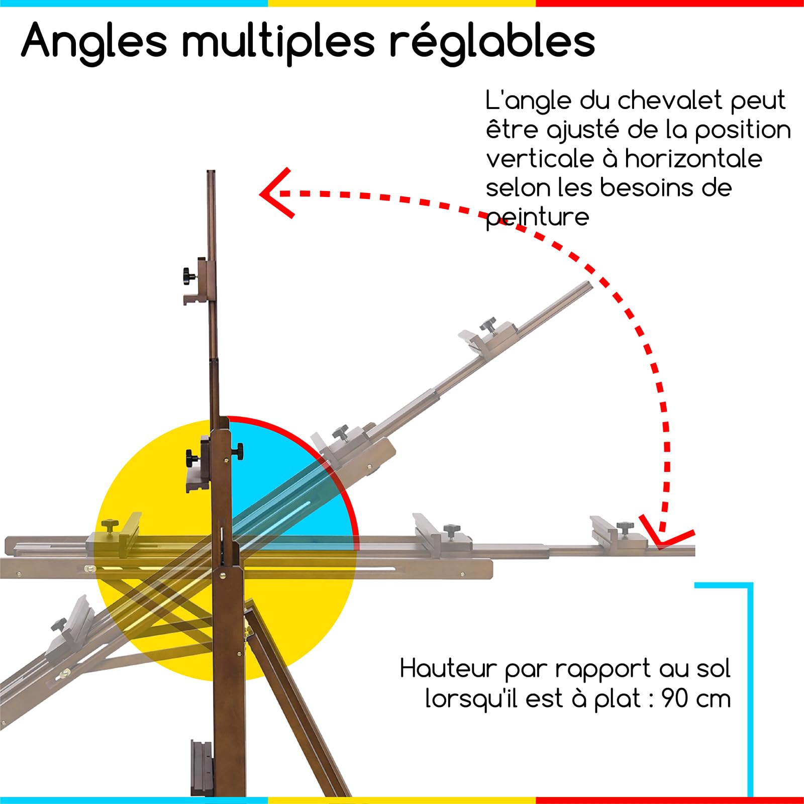MEEDEN Chevalet Peinture en Bois Hêtre : Chevalet de Studio Polyvalent en H Pliable et Réglable, Grand Support de Peinture pour Tous Médiums – Supporte les Toiles jusqu'à 196 cm, Noyer clair