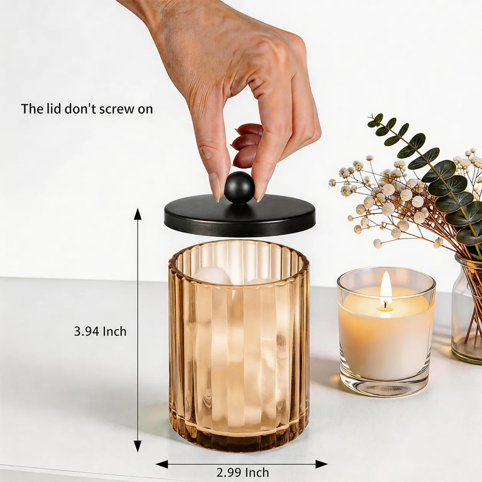 Amber Glass Jars - Qtip Holder for Bathroom -5 Amber Glass Jars - Qtip Holder for Bathroom -5