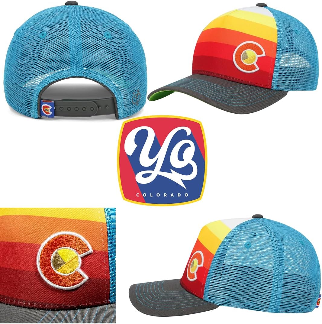 Colorado Trucker Hats for Men & Women - Custom Sunset Fader Style with Snapback, Versatile & Conscious Outdoor Cap