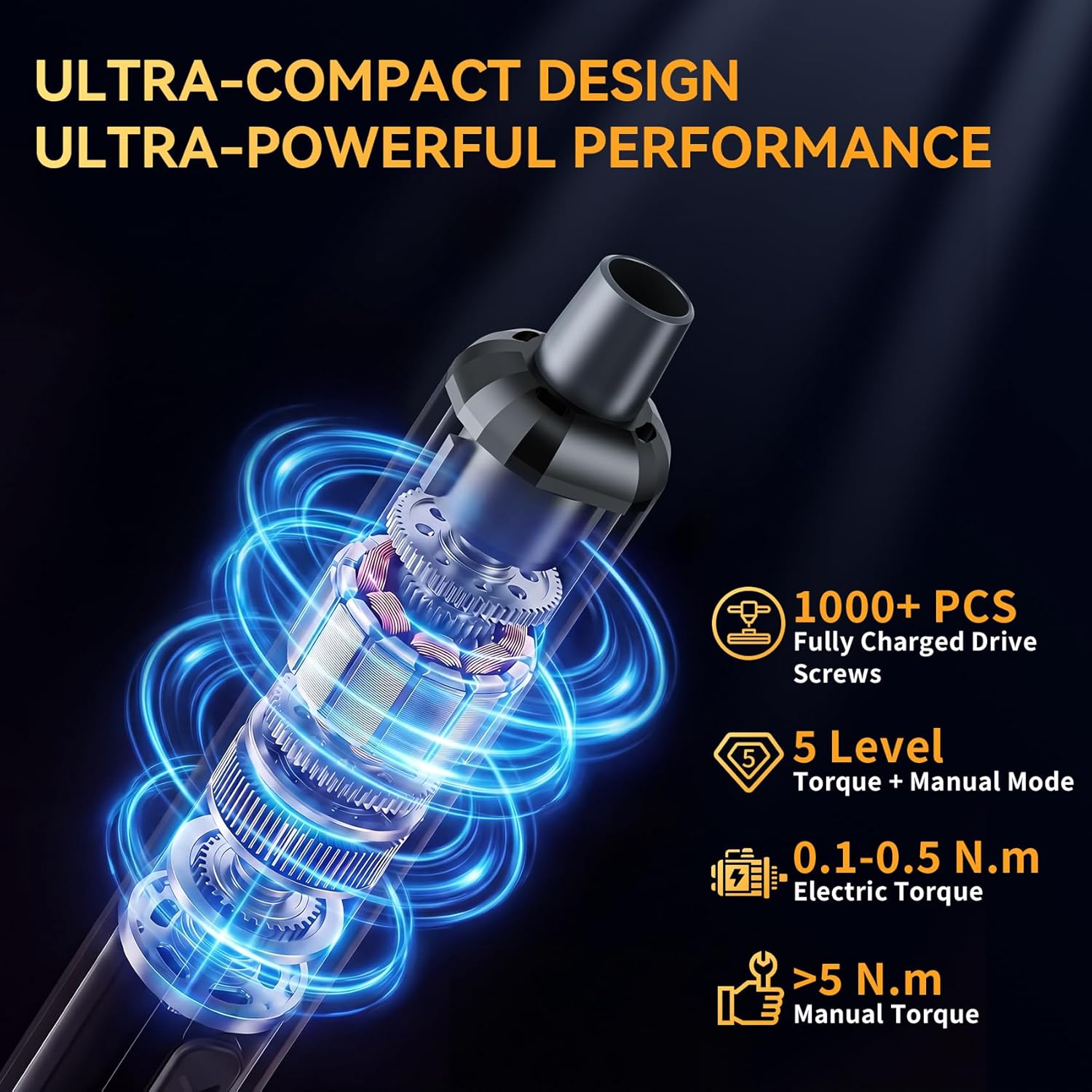 Mini Electric Screwdriver, 68-in-1 Precision Screwdriver Set - 64 S2 Preicison Bits, 5 Torque Levels, 4 LED Light, Organized Storage, Electronics Repair Tool Kit for Watch, Phone, Laptop, Camera, PC