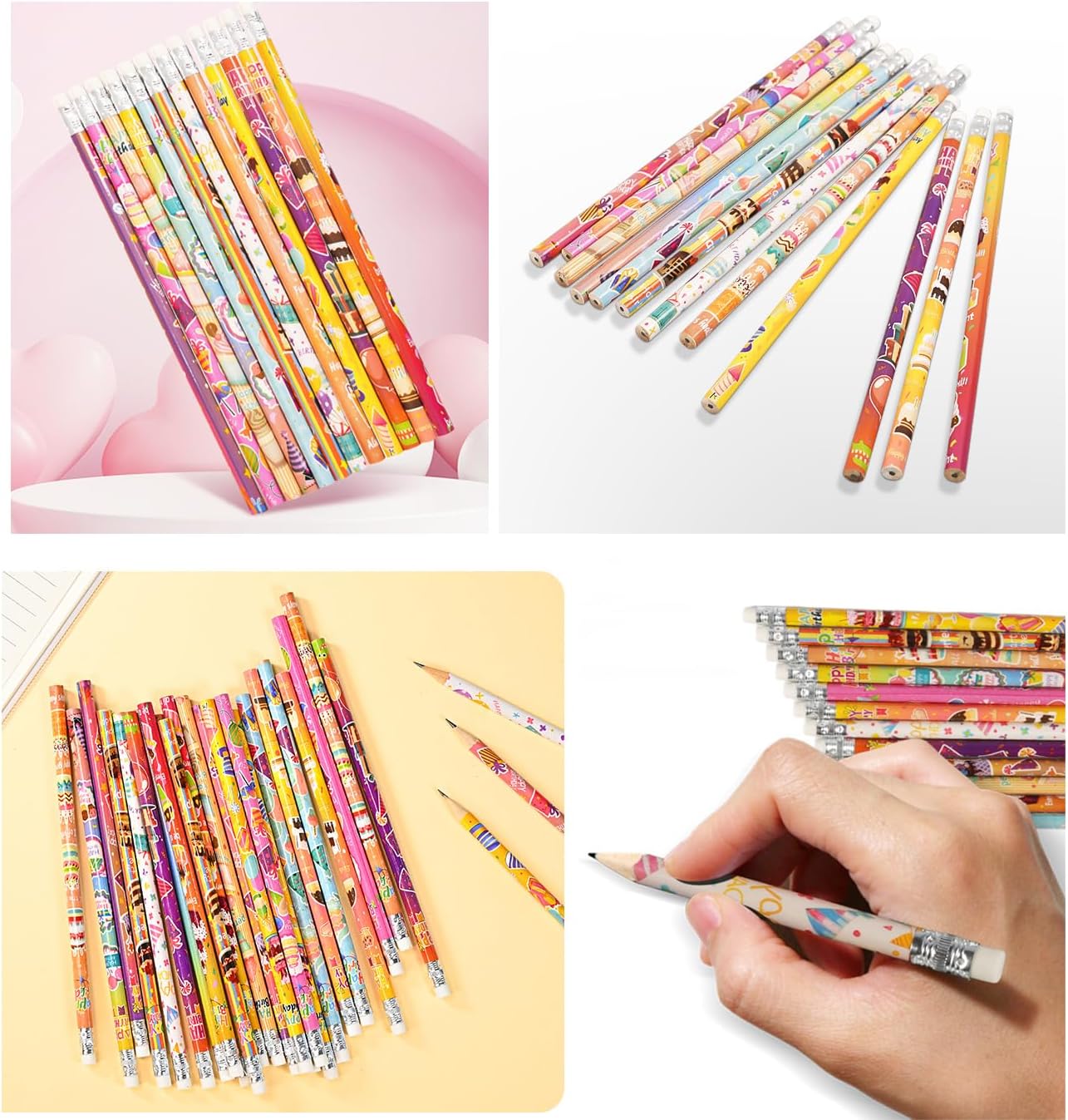 192pcs Birthday Pencils with Eraser Wood Pencils Bulk for Birthday Gift Office Supply (birthday, 192)