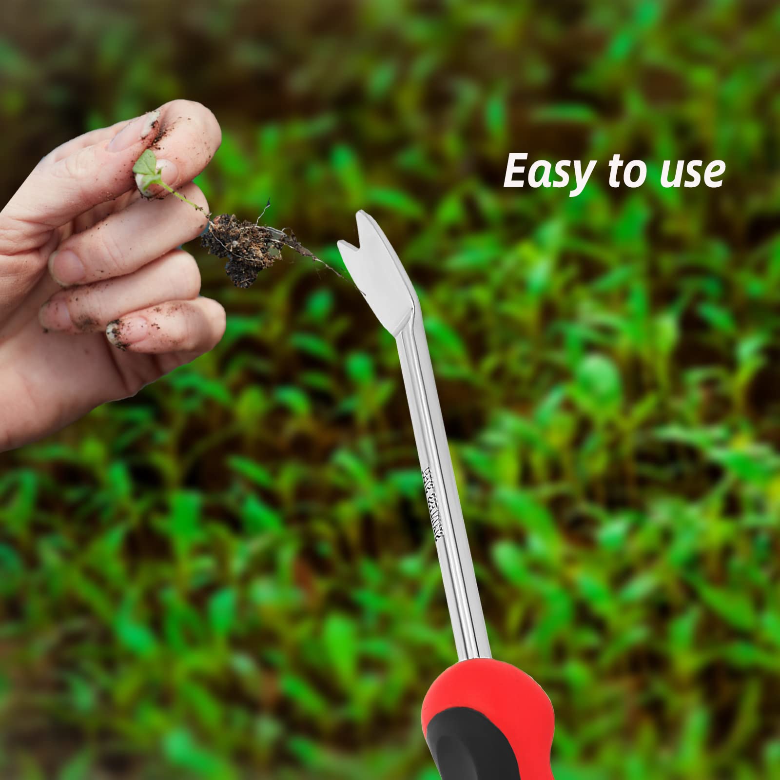 Desbrozador de mano, hoja de acero forjado, herramientas de jardinería con mango ergonómico, herramienta de maleza de jardín de 2 piezas para plantar y cavar, regalo de jardín para jardineros