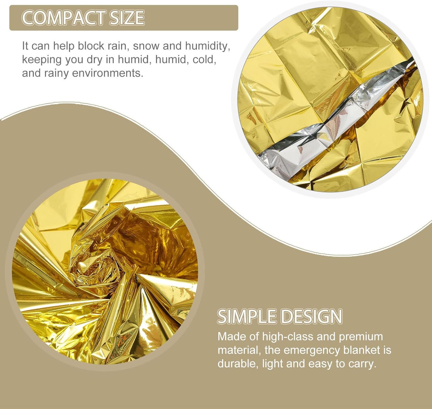 10pcs Emergency Foil Blanket Reflective Survival Insulation for Camping Outdoor Hiking Windproof Warmth Retention Safety