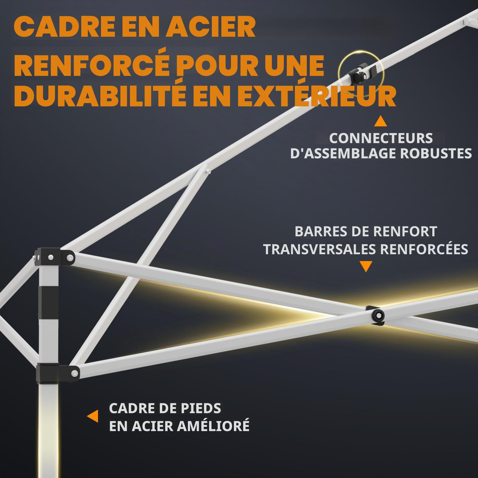 EAGLE PEAK Tonnelle Pop-up à Jambes inclinées 3x3 m, Montage Facile pour Une Personne, abri extérieur instantané pour Plage et Sport, Pliable et Portable, Base 3x3 m, Sommet 2,4x2,4 m (Noir)