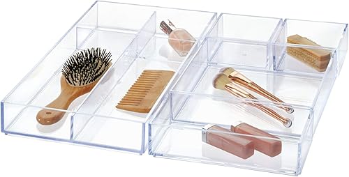 Miniatura 5 de iDesign Clarity Organizador de cajones de cocina para cubiertos, espátulas, gadgets - mediano, 8 x 8 x 2 pulgadas, transparente (paquete de 2)