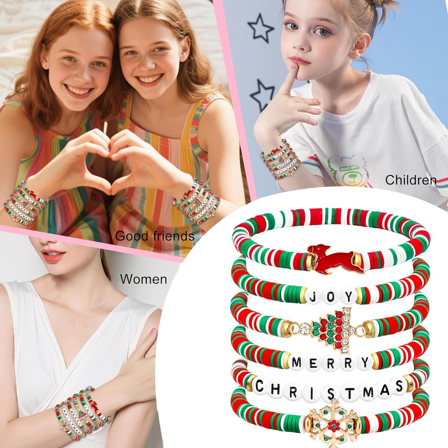 6 Pack Christmas Bracelets for Women Girls Teens, Cute Xmas Gifts Party Jewelry, Festive Decorations Crafts Gifts (Christmas 2) - Image 7