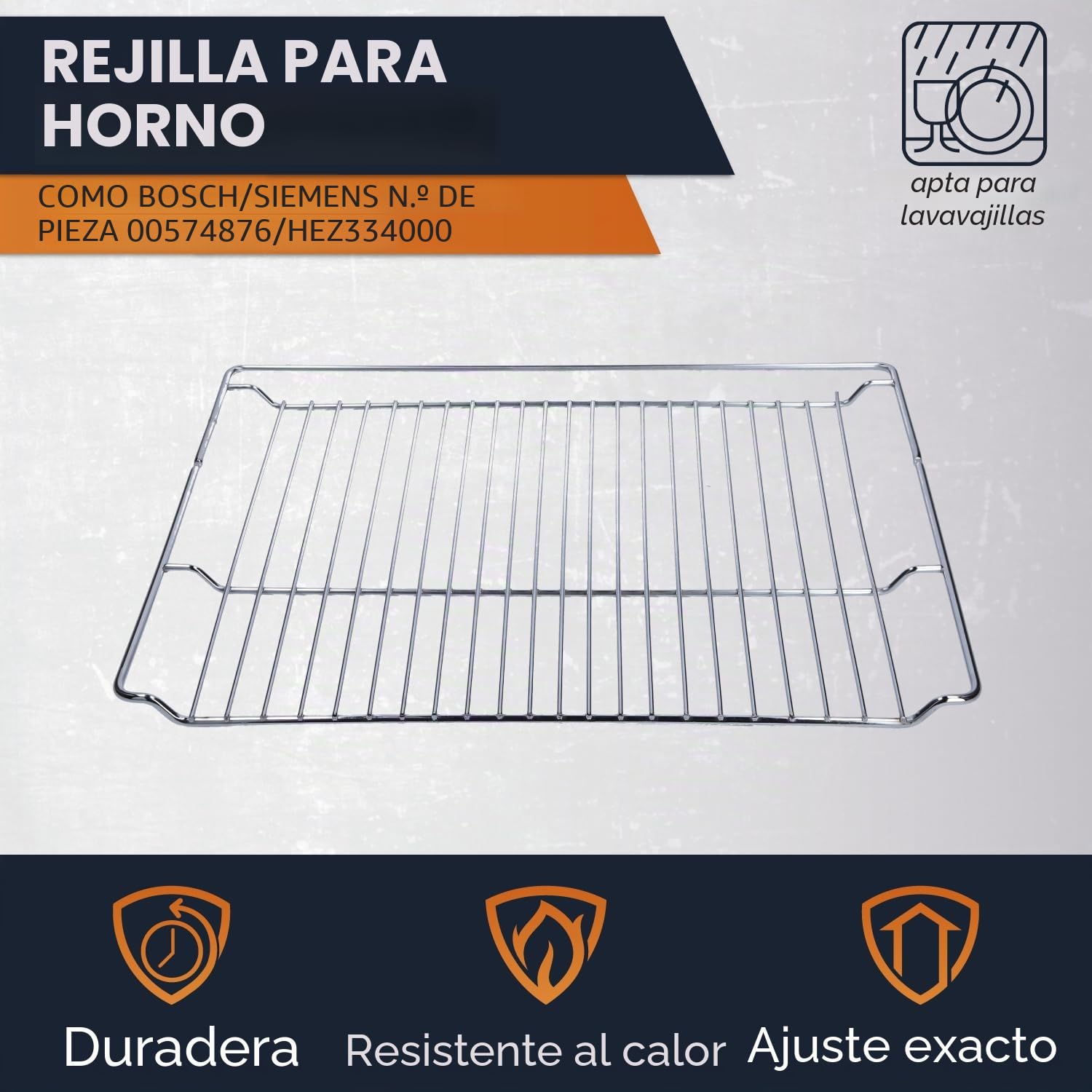 Kenekos - Rejilla para horno, 465 x 375 x 21 mm, compatible con Bosch Siemens como 00574876/574876 HEZ334000, resistente al calor, apto para lavavajillas, parrilla para tartas, parrilla para horno
