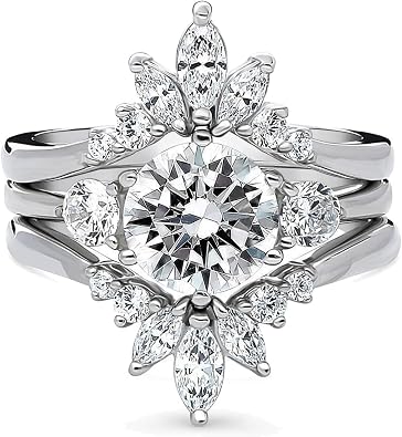 Womens Wedding Ring Sets White Gold Plated AAA CZ 3pcs Ring Set for Women