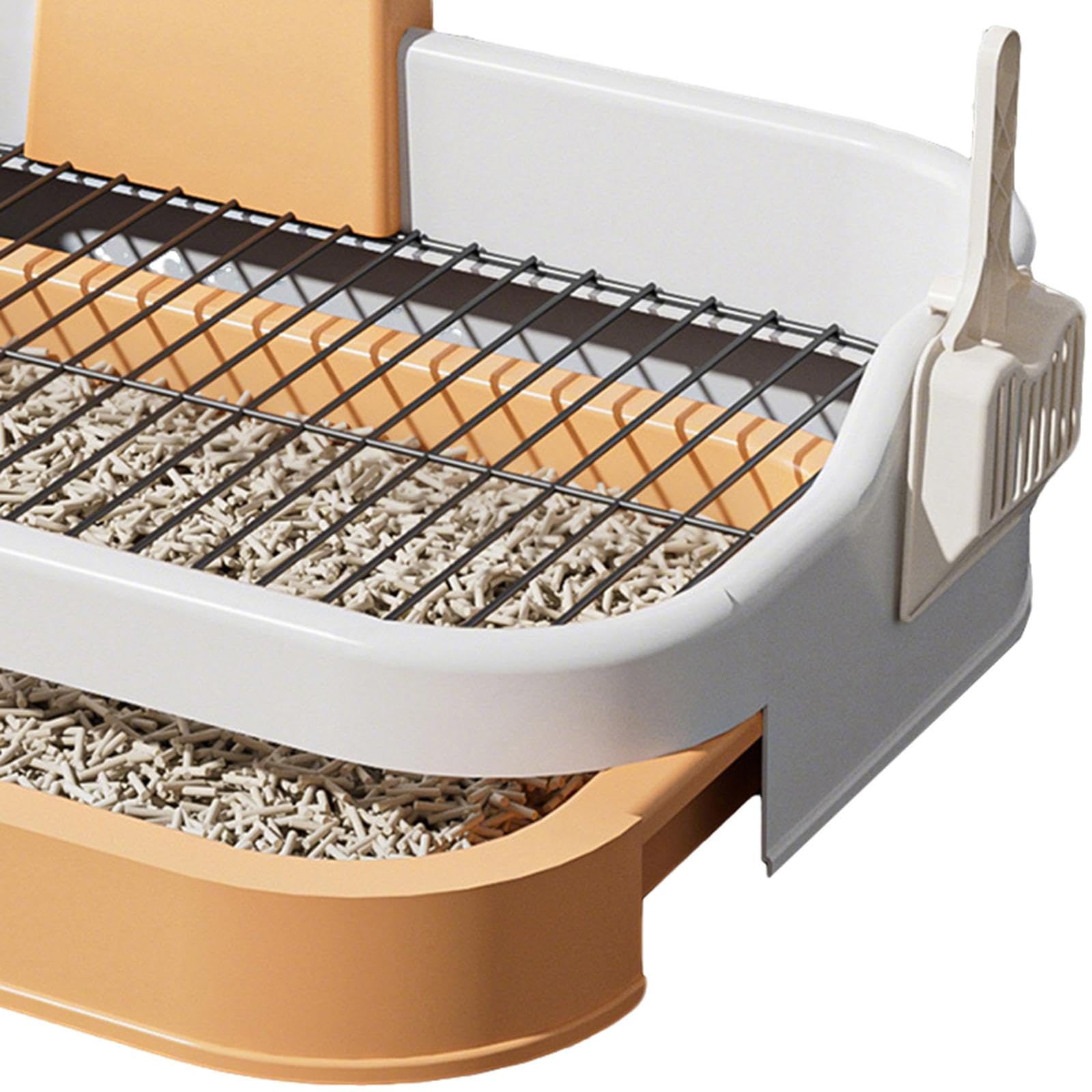 Inodoro para Perros Bandeja Higiénica Estable Material Robusto Fácil Mantenimiento Protege Suelos Y Patas Adecuada para Dormitorios Hogares Apartamen, Naranja Blanco