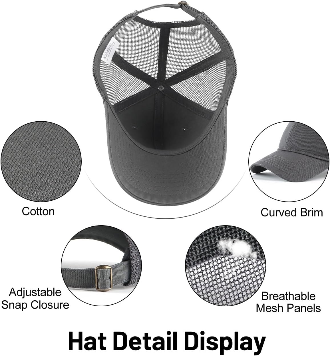 Zylioo XL XXL Oversize Baseball Cap, 100% Cotton Adjustable Dad Hat for Big Heads 23.5"-25.5", Soft Crown Large Size Cap - Image 3