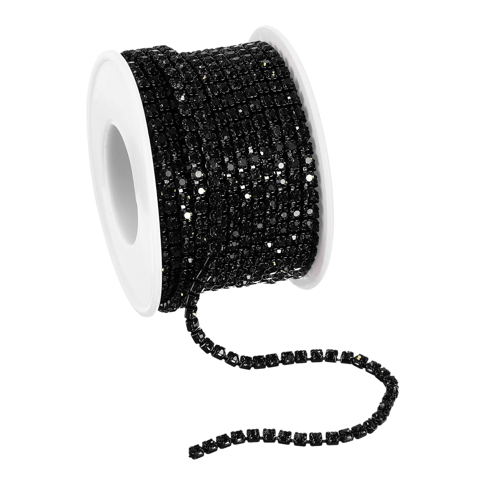 QUARKZMAN 10 Iarda Cristallo Strass Catena, 3,0 mm Cucire su Chiudi Artiglio Catena Taglio per Fai da Te Gioielli, Abbigliamento, Borse, Nero, 1 Rotolo
