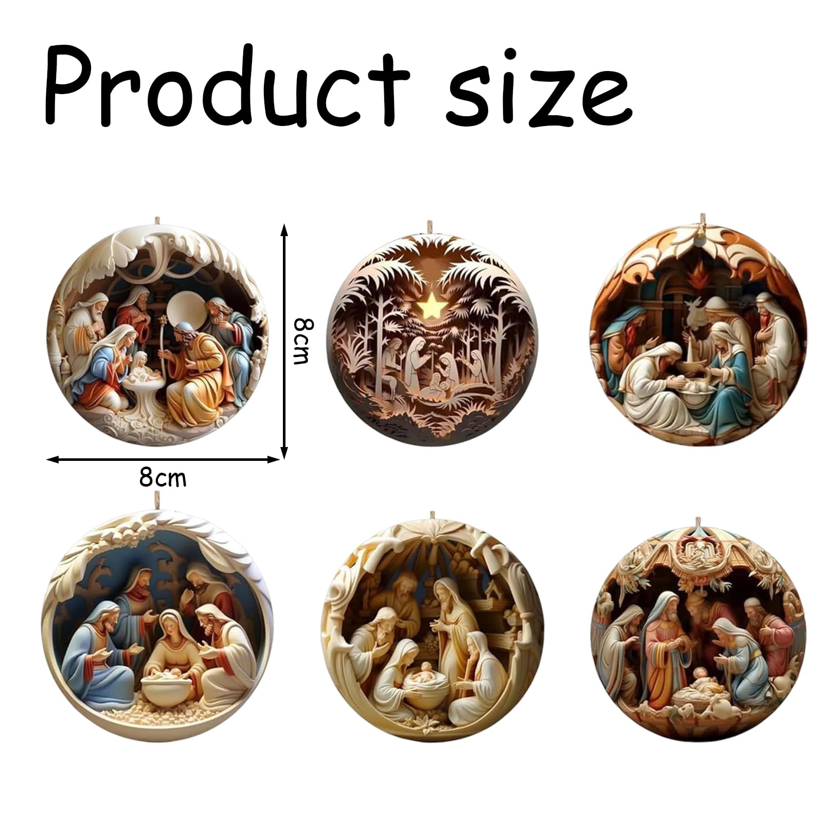 6 PCS Nativity Scene Set Nativity Tree Decorations Christmas Nativity Sets Birth of Jesus Christian Ornaments for Religious Ornament Nativity Figure for Christmas Nativity Figures - Image 3