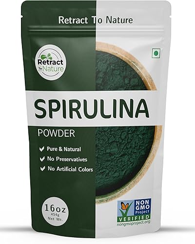 Espirulina en polvo, 16 onzas, 100% natural, verificada sin OMG, espirulina cruda (Arthrospira Platensis)
