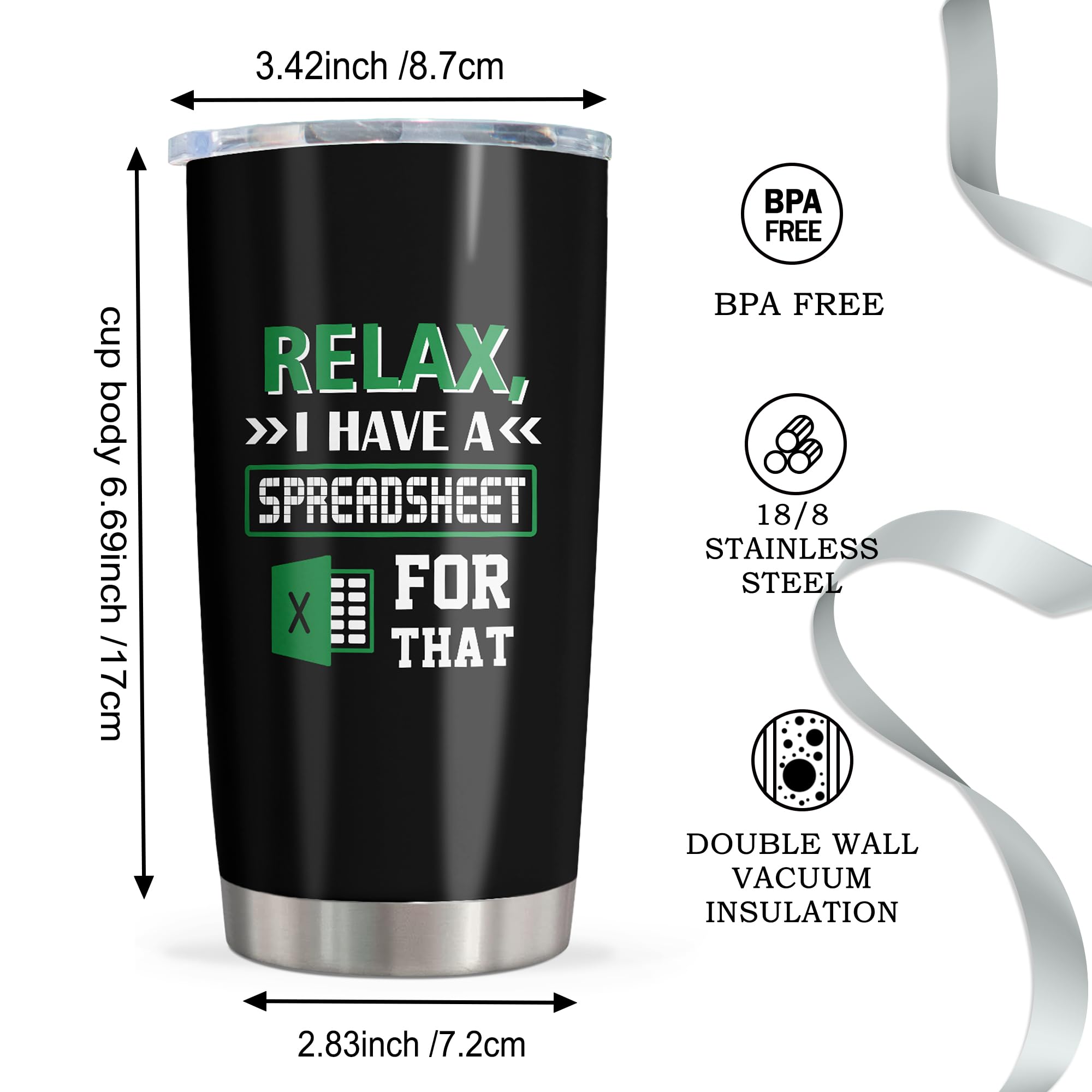 Accountant Gifts, Spreadsheet Tumbler 20oz, Funny Spreadsheet Gifts for Boss, CPA, Coworker, Auditors, Finance Professionals, Women, Men, Accountant/CPA Birthday Christmas Gift, Accounting Cup