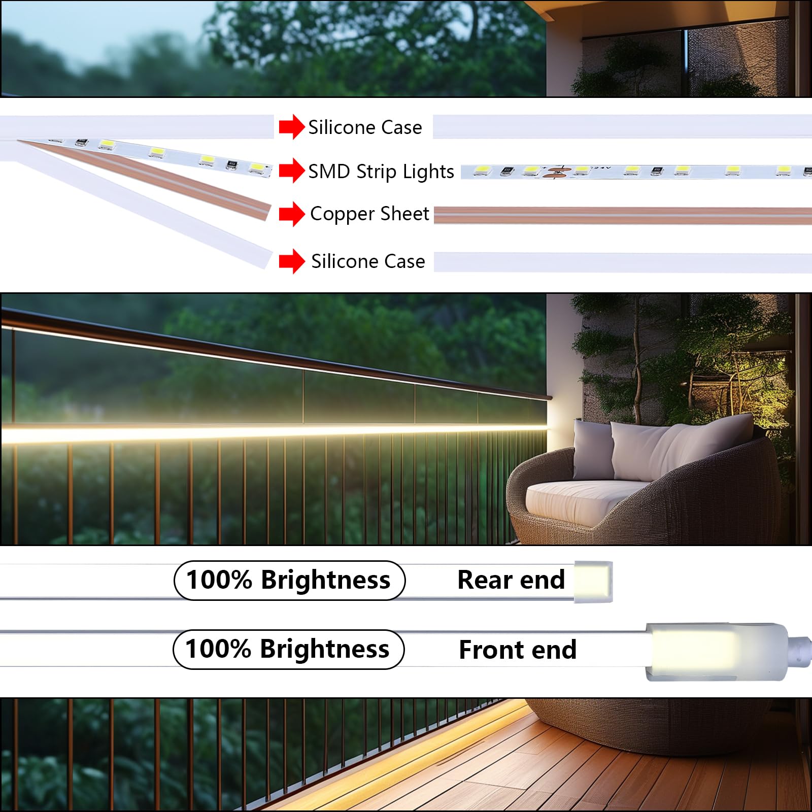 BENLUN Striscia LED Neon 24V Esterno Impermeabile IP65 15 Metri 10W/m | 4000K Bianco Naturale Luci LED Neon 400lm/m per cucina, Cortile, Giardino, Salotti, Residenziale (Alimentatore non Incluso)