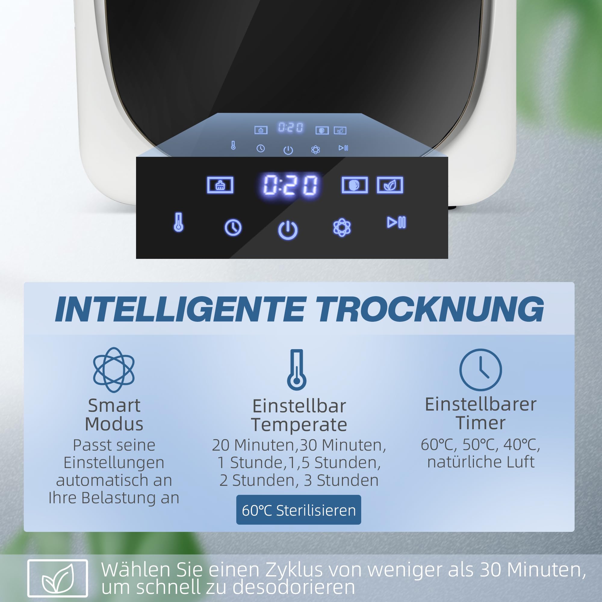 HOMCOM Secadora de extracción de aire 4 kg con desinfección, desodorización, modo inteligente, secadora con bandeja de acero inoxidable, de carga frontal, para piso, casa, mobil home, blanco