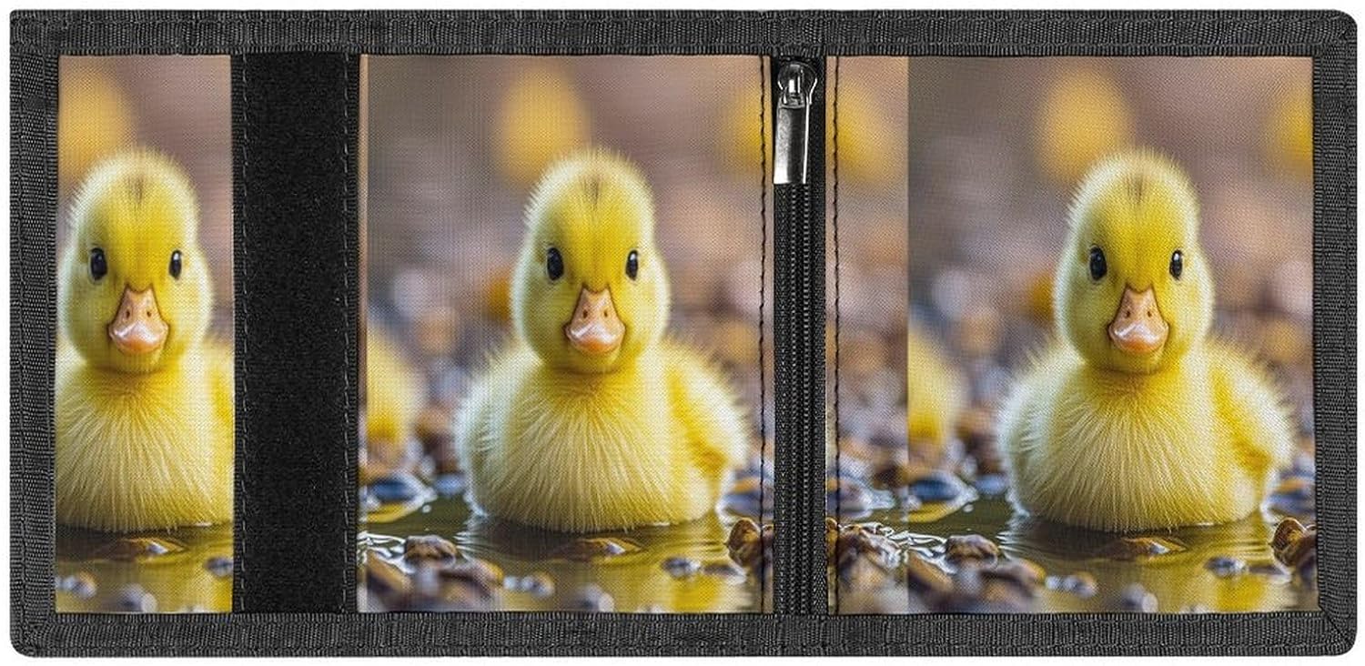 Trifold Wallets with Zipper, Keychain, 8 Card Slots, ID Window | Cute Ducks RFID Blocking Minimalist Front Pocket Wallet, Credit card holder for Travel Work Daily Use